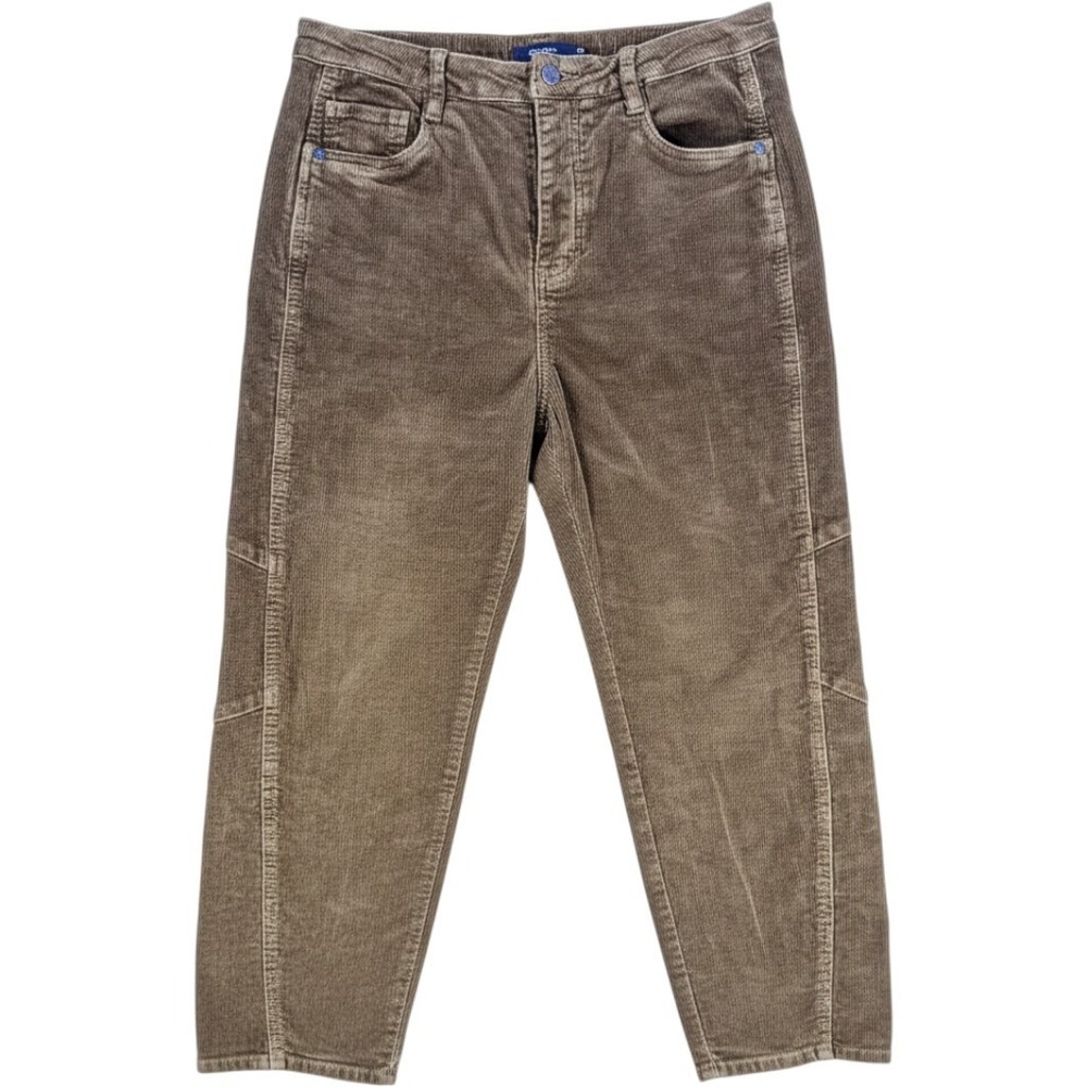Habitual Brown Corduroy High Rise Tapered Leg Seam Detail Pants